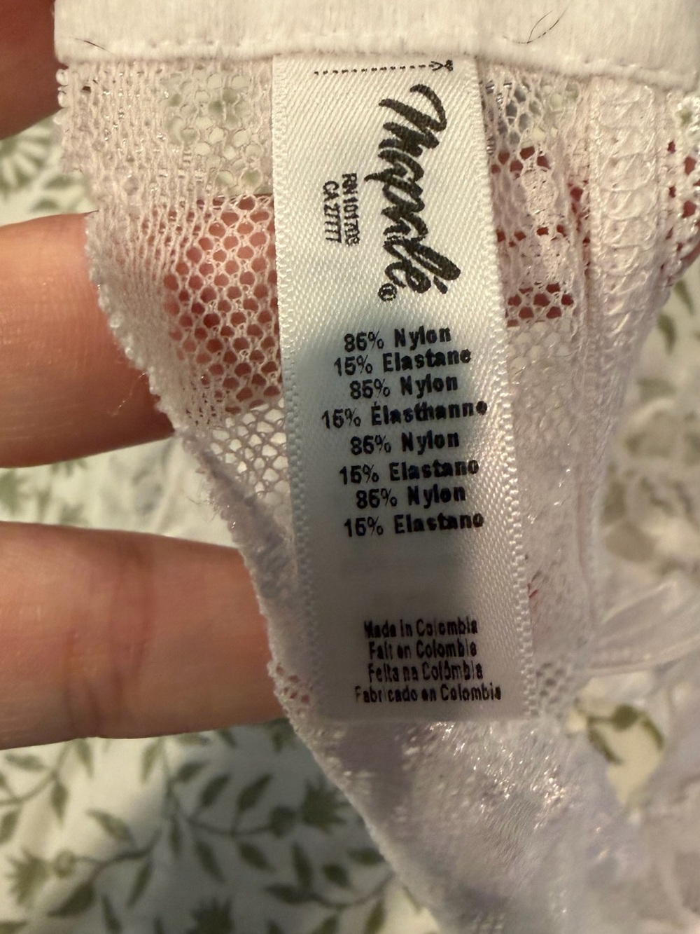 Lace Mesh Bralette with Button-Front Detail in White - Picture 4 of 4